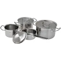 Fissler Original-Profi Collection / Edelstahl-Topfset, 4-teilig, Koch-Töpfe mit Metall-Deckel (3 Kochtöpfe, 1 Stielkasserolle-deckellos) - Induktion