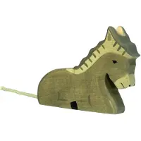 Holztiger Esel aus Holz - liegend