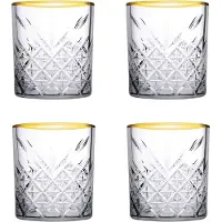 Pasabahce Satz von 4 Gläsern Timeless Goldrand Glas, Transparent, Cl 34,5