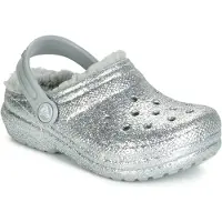 Crocs Classic Glitter Lined Clog K - Pantolette - silber - 33 - 34