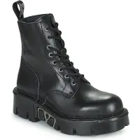 New rock Unisex Schwarze Gothic-Militär-Bikerstiefel - MILI084N-S3