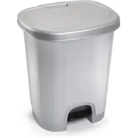 PlasticForte Treteimer – Silber – 18 Liter – 33 x 28 x 40 cm – Kunststoff – Abfalleimer