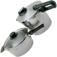 Fissler Schnellkochtopf-Set Vitavit Premium 5-teilig – 6 L & Schnellbratpfanne 3,5 L, Induktion, inkl. Metall- & Glasdeckel, Einsatz