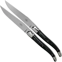 Laguiole T22MINTCNOI schwarz Micarta poliert 2-teiliges Steakmesserset