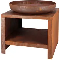Esschert Design Feuerschale mit Holzfach 62 cm Rostbraun