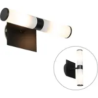 QAZQA - Moderne Bad I Badezimmer Wandleuchte schwarz IP44 2-flammig - Bath I Up & Down - Stahl Länglich - LED geeignet G9
