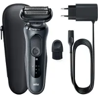 Braun Series 6 61-N1000s, Folienschaber, Schwarz, Grau, SensoFlex, SensoFoil, Tasten, LED, Akku