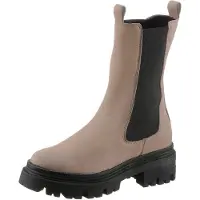 Tamaris 25498-341 Schlupfstiefelette, Damen Leder, Taupe (Beige), NEU - Damenschuhe Modische Stiefelette / Boots, Beige, leder, absatzh&oumlhe: 25 mm