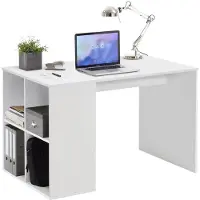 FMD Möbel GENT Schreibtisch mit Regal - weiß - Maße: 117 cm x 75 cm x 73 cm; 366-001