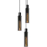 Lucide Orlando Hängeleuchte 74404/13/65, Ø32 cm, H. 172 cm, Fumé-Glas, Schwarz, höhenverstellbar, dimmbar