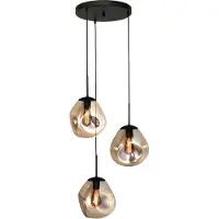 Masterlight Lava Pendelleuchte 3-flammig rund-Glas Rauchgrau-3x Glas klein
