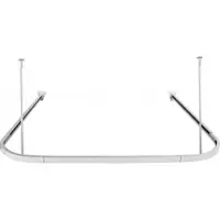 Duschy Profi 90 x 90 x 90 cm U-Förmiges Duschstangen-Set Weiß Aus Aluminium