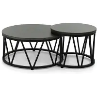 Apple Bee Beistelltisch Applebee Menton Lounge Set van 2 Aluminium Black Lava
