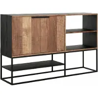 DTP Home Sideboard Cosmo Teakholz, Industrial Style, natur, Metallgestell schwarz, 160 cm breit