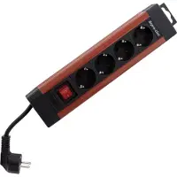 REV 1.90m Stromkabel Steckdosenleiste mit Schalter Schwarz/Rot 4
