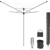 Brabantia Lift-O-Matic Droogmolen - met Metalen Grondanker, Beschermhoes, Wasknijpertasje en Wasknijpers - 40