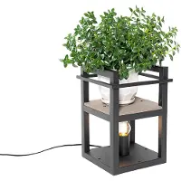 QAZQA Industrielle Tischlampe schwarz mit Holz - Cage Rack