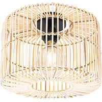 QAZQA - Orientalisch Orientale Deckenleuchte I Deckenlampe I Lampe I Leuchte Schwarz mit Rattan - Maud I Wohnzimmer I Schlafzimmer - Rund - LED geeignet E27