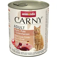 Animonda Carny Carny Adult Chicken, Turkey, Duck hearts 12x800 g Hühner-, Truthahn- und Entenherzen für erwachsene Katzen