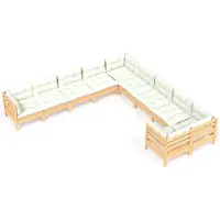 vidaXL 10-tlg. Garten-Lounge-Set mit Creme Kissen Kiefernholz