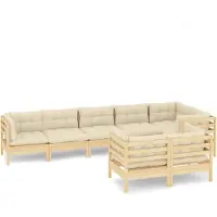vidaXL 8-tlg. Garten-Lounge-Set mit Creme Kissen Massivholz Kiefer