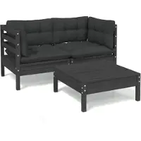 vidaXL 3-tlg Garten-Lounge-Set mit Anthrazit Kissen Kiefernholz Modell 6