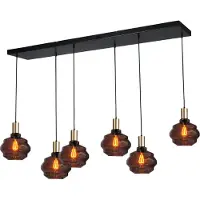 Masterlight Pendelleuchte Porto 6-flammig Glas Schwarz-Transparent 130x19cm