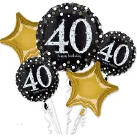 Amscan folienballons Sparkling Birthday 40 schwarz/gold 5-tlg