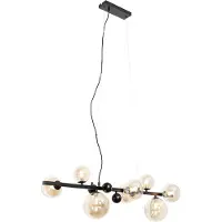 QAZQA Art Deco Hängelampe schwarz mit braunem Glas 8 Lichter - David