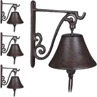 Relaxdays 4 x Türglocke Gusseisen antik Braun