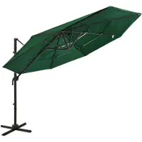 vidaXL Sonnenschirm mit Aluminium-Mast 4-lagig Grün 3x3 m