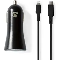 Nedis Auto-Ladegerät - 20 W - 1.67 / 2.22 / 3.0 A - Anzahl der Ausgänge: 1 - Port Type: USB-C - Lightning 8-Pin (Lose) Kabel - 1.00 m - Automatische Spannungswahl