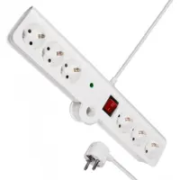 MaxTrack TME NV75-3WL - Steckdosenleiste, 6-fach, Ü-Schutz, faltbar, Schalter, 3 m, weiß