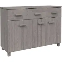 vidaXL Sideboard HAMAR Hellgrau 113x40x80 cm Massivholz Kiefer