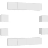 vidaXL 8-tlg. TV-Schrank-Set Weiß Holzwerkstoff
