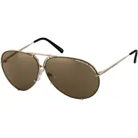 Porsche Design 8478 - mit Wechselgläsern Unisex-Sonnenbrille Vollrand Pilot Metall-Gestell, gold
