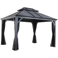 Sojag Mykonos 1216 Pavillon mit festem Dach mit Moskitonetz 4x5 m