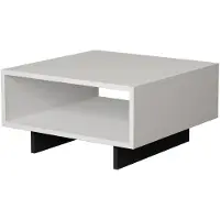 Decortie Hola Moderner Couchtisch Weiß-Anthrazit Grau Mehrzweck, 60 x 60 x 32 cm