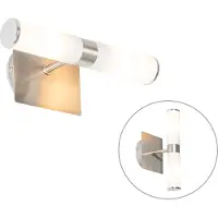 QAZQA - Moderne Bad I Badezimmer Wandleuchte Stahl I Silber I nickel matt IP44 2-flammig - Bath I Up & Down - Stahl Länglich - LED geeignet G9