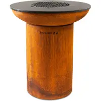 Bonfeu BonBiza CortenØ 80 cm -Gartenkamin mit Backplate - Feuertonne & Feuerstelle - Feuerschale Feuerkorb aus stabilem Stahl - Mit Backplatte zum Kochen - Feuerkorb für den Garten
