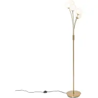 QAZQA Moderne Stehlampe Gold mit Opalglas 5 Flammig Athens