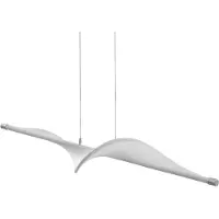 LUCANDE Edano Pendelleuchte White/Chrome - , Edano, dimmbar, Weiß, für Wohnzimmer, Stoff / Textil, Modern