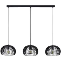 LINDBY Pendellampe Jusra, 99cm, 3-flg., schwarz, Metall, E27