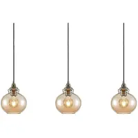 LINDBY Pendelleuchte Tymoni, 3-flg., amber, Glas, Ø 20 cm