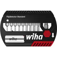 Wiha Bit Set FlipSelector Standard 25 mm Sechskant 11-tlg. 1/4" mit Gürtelclip in Blister (39059)