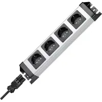 Kopp 226320016 POWERversal 4-fach, mit Schnellstecksystem Ein-/Ausgang, kaskadierbar, Farbe: silber-schwarz