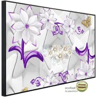 Papermoon Infrarotheizung »EcoHeat - Muster Blumen lila gold «, Matt-Effekt - bunt