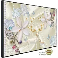Papermoon Infrarotheizung »EcoHeat - Muster mit Blumen gold weiss«, Matt-Effekt - bunt