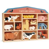 Tender Leaf Toys Holzspielzeug - 13 Bauernhoftiere von Holz - - One Size - Spielzeugtiere