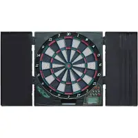 Equinox Elektronisch Dartboard Polaris mit Kabinett und 6 Dartpfeilen